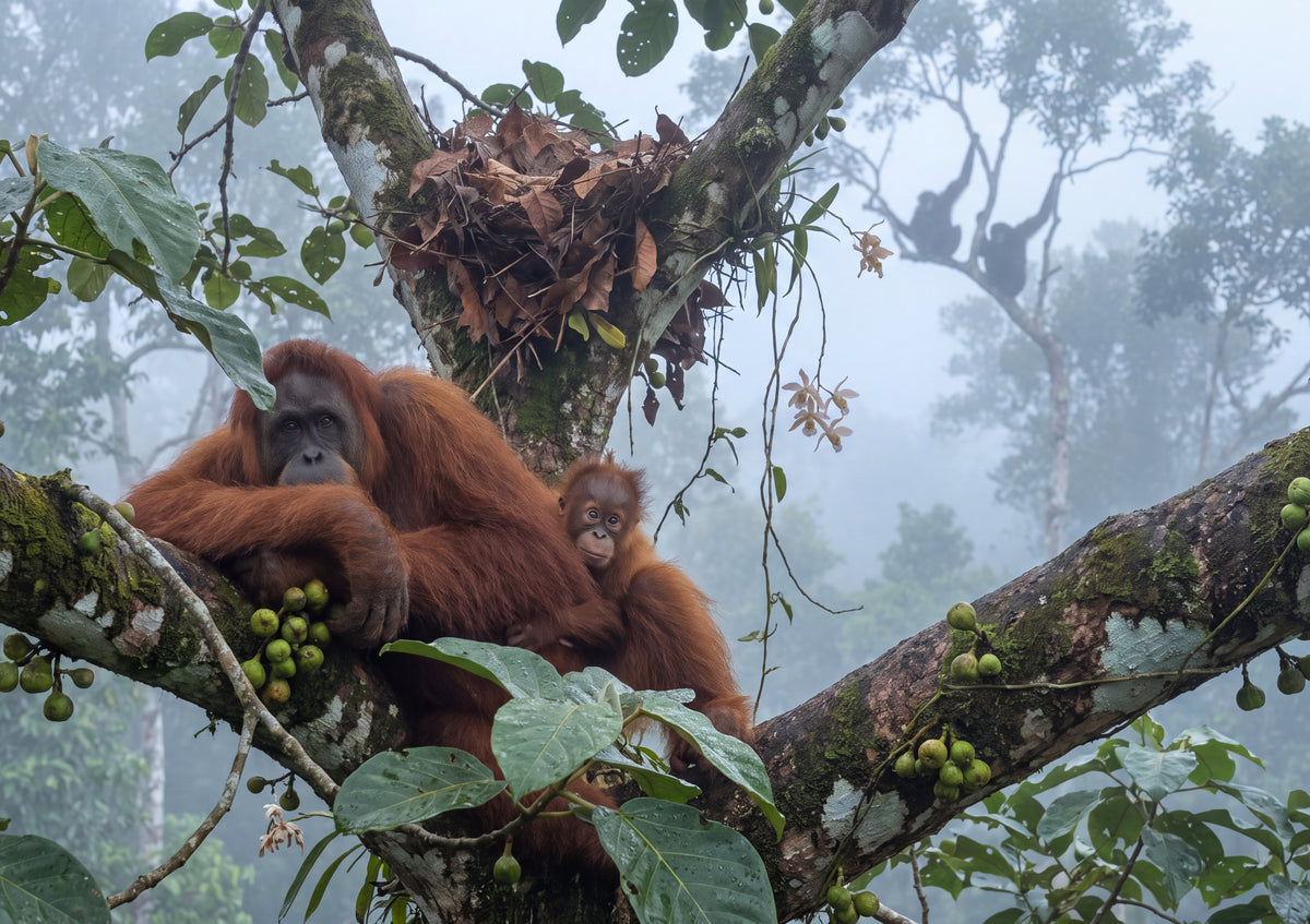 Orangutan Mother and Baby in the Canopy jigsaw puzzle