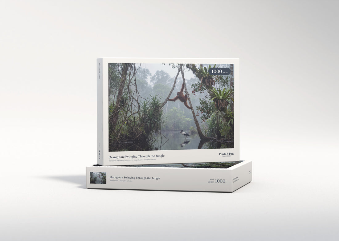 Orangutan Swinging Through the Jungle jigsaw puzzle - gift box