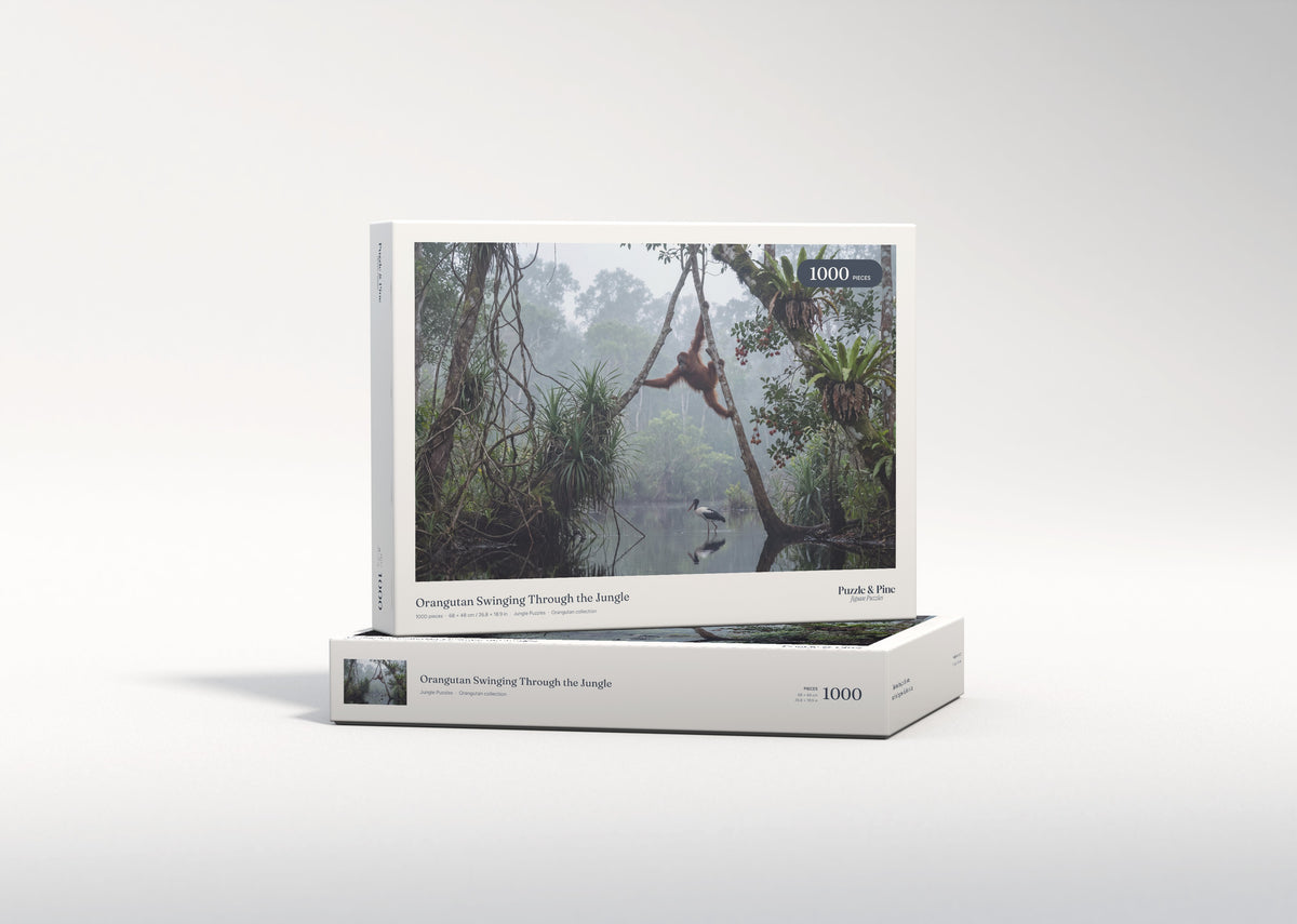 Orangutan Swinging Through the Jungle jigsaw puzzle - gift box