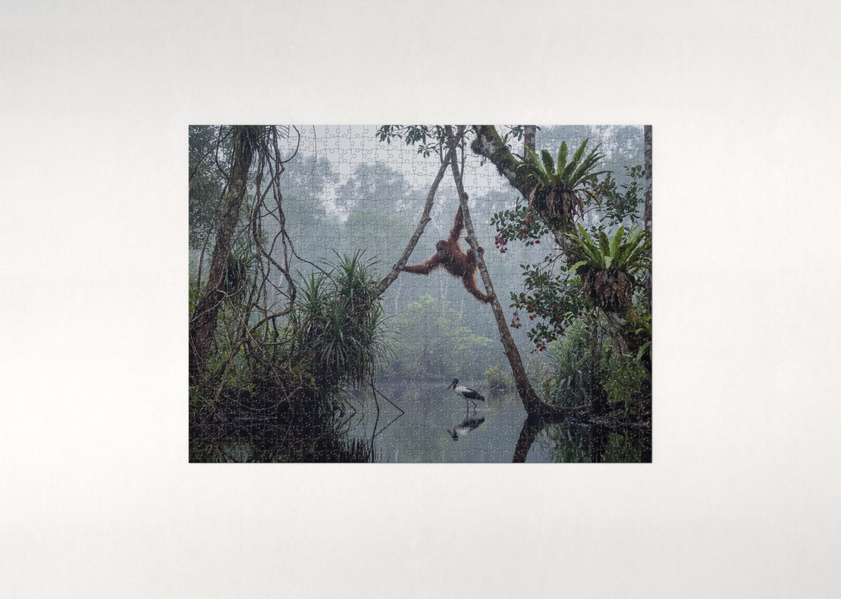 Orangutan Swinging Through the Jungle jigsaw puzzle - flat puzzle
