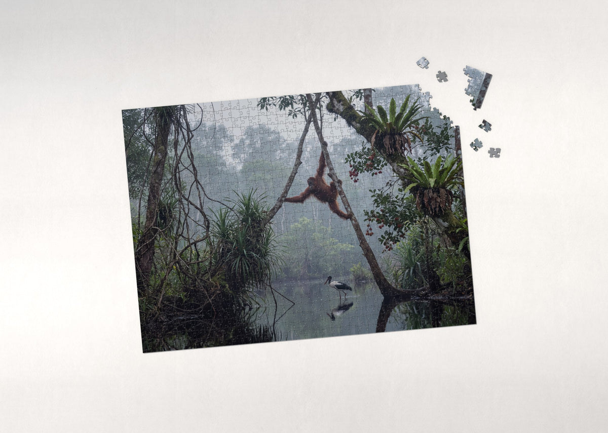 Orangutan Swinging Through the Jungle jigsaw puzzle - puzzle with loose pieces