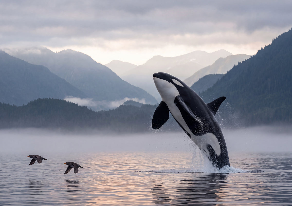 Orca Breaching at Sunset jigsaw puzzle