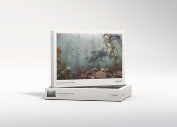 Orcas Hunting in the Kelp jigsaw puzzle - gift box