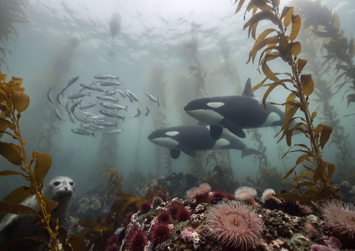 Orcas Hunting in the Kelp jigsaw puzzle