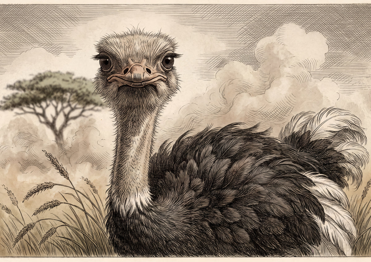 Ostrich Portrait with Feathers in the Wind jigsaw puzzle