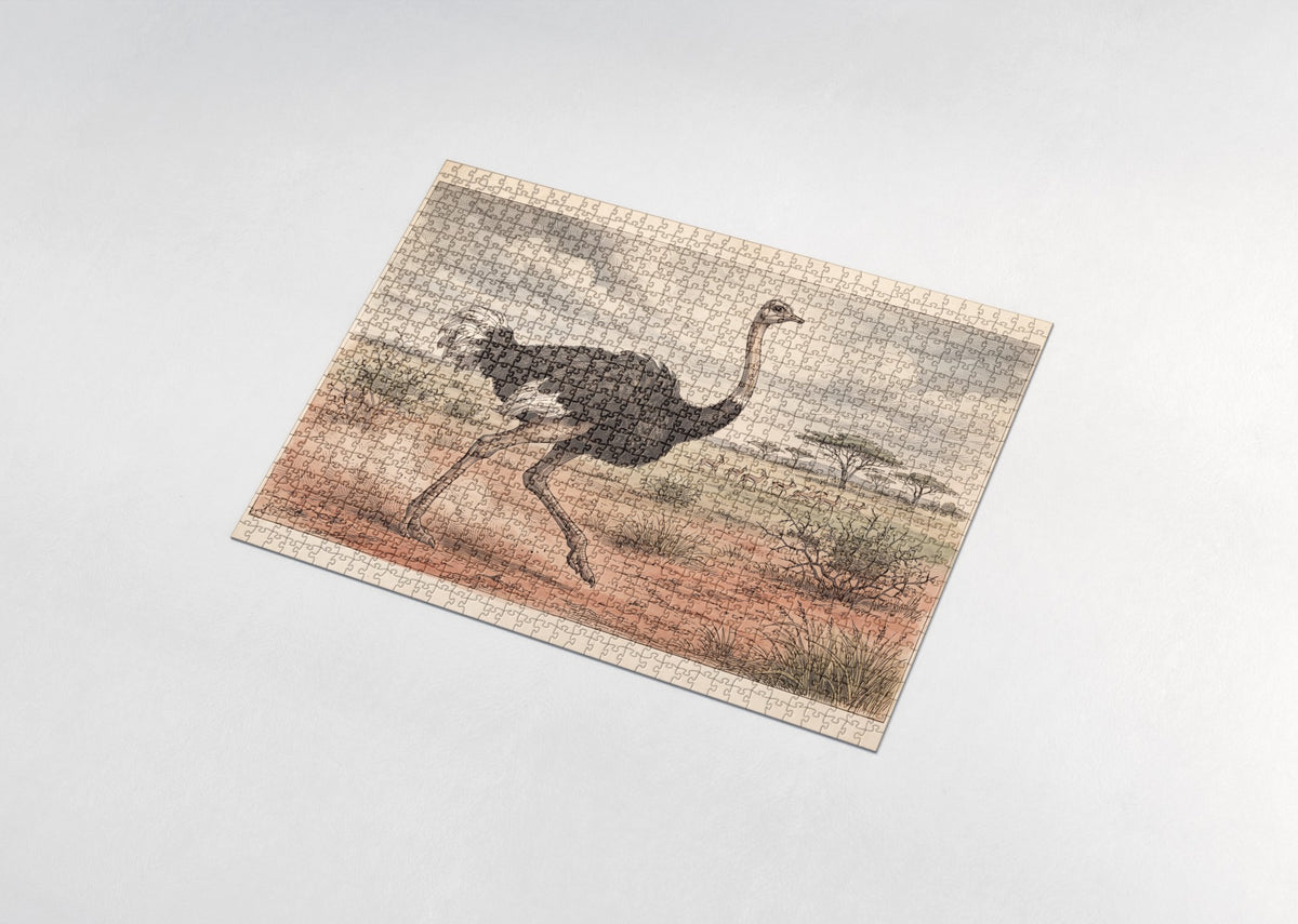 Ostrich Running the Red Plains jigsaw puzzle - assembled puzzle