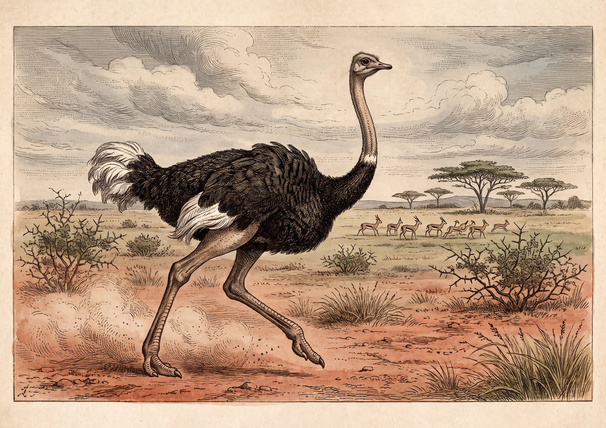 Ostrich Running the Red Plains jigsaw puzzle