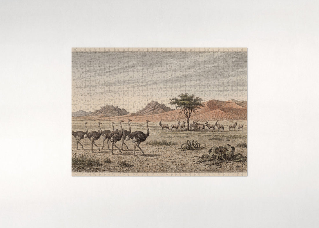 Ostriches at the Desert Edge jigsaw puzzle - gift box
