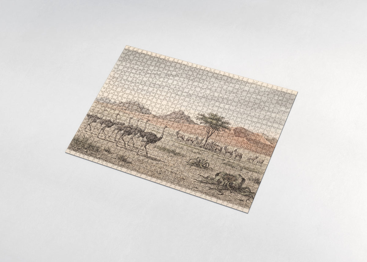 Ostriches at the Desert Edge jigsaw puzzle - assembled puzzle
