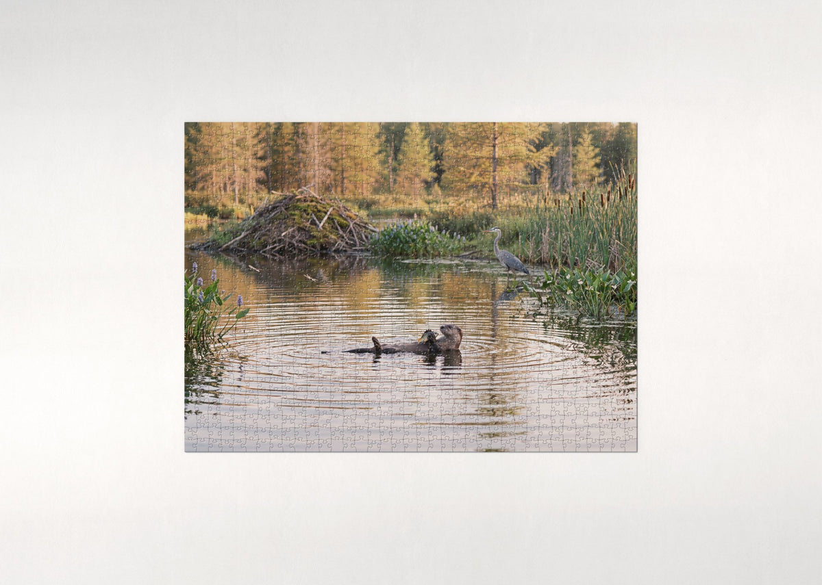 Otter Oasis Pond jigsaw puzzle - flat puzzle