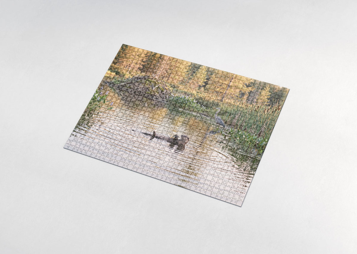Otter Oasis Pond jigsaw puzzle - assembled puzzle