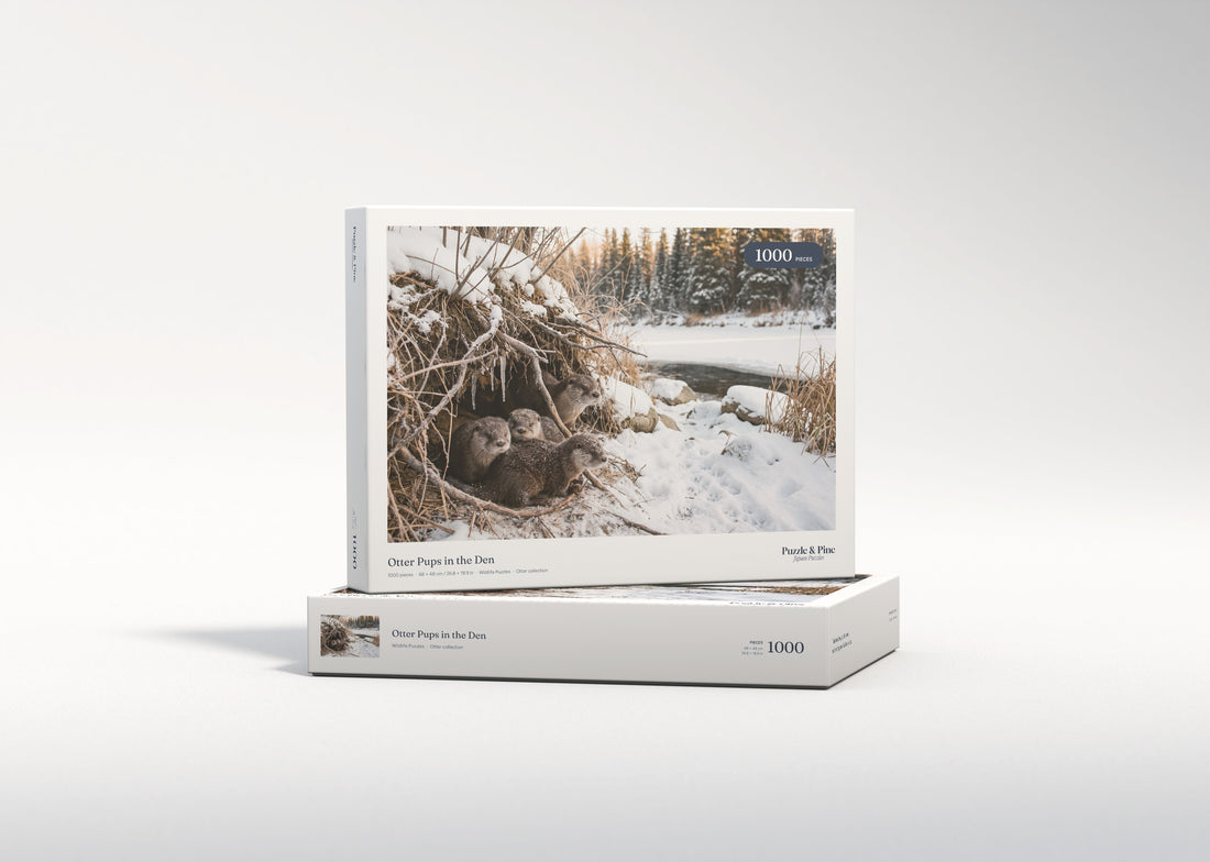 Otter Pups in the Den jigsaw puzzle - gift box