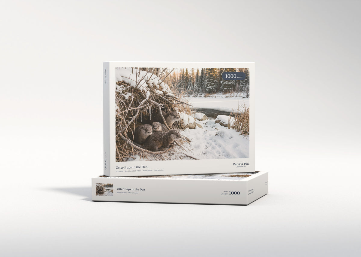 Otter Pups in the Den jigsaw puzzle - gift box