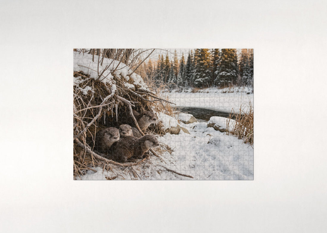 Otter Pups in the Den jigsaw puzzle - gift box