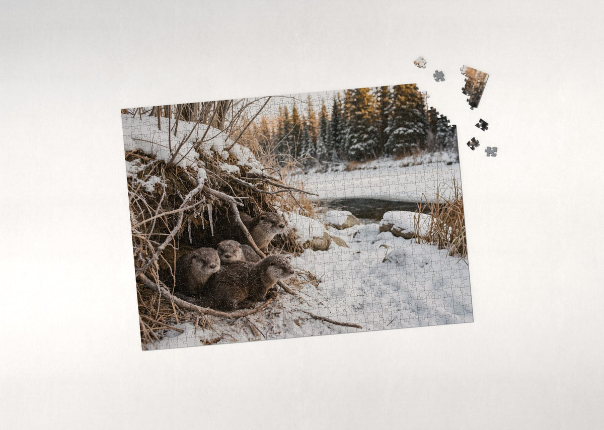 Otter Pups in the Den jigsaw puzzle - puzzle with loose pieces