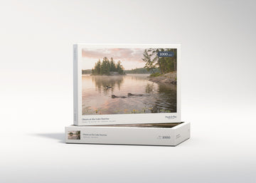 Otters at the Lake Sunrise jigsaw puzzle - gift box