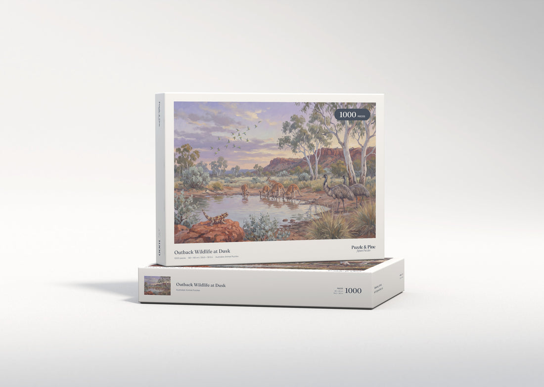 Outback Wildlife at Dusk jigsaw puzzle - gift box