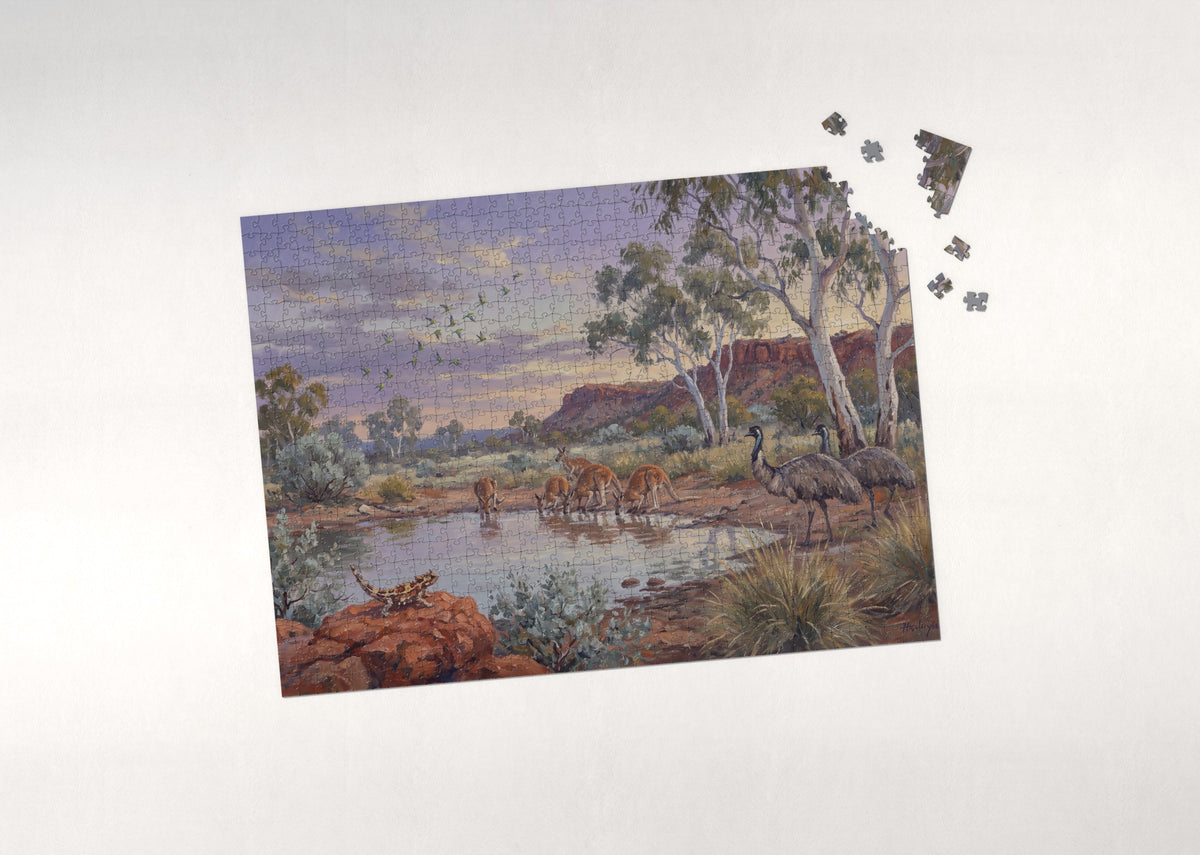 Outback Wildlife at Dusk jigsaw puzzle - puzzle with loose pieces