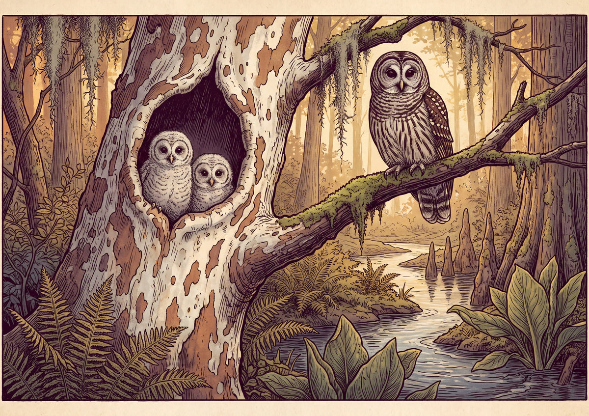 Owl Family in the Hollow Tree jigsaw puzzle