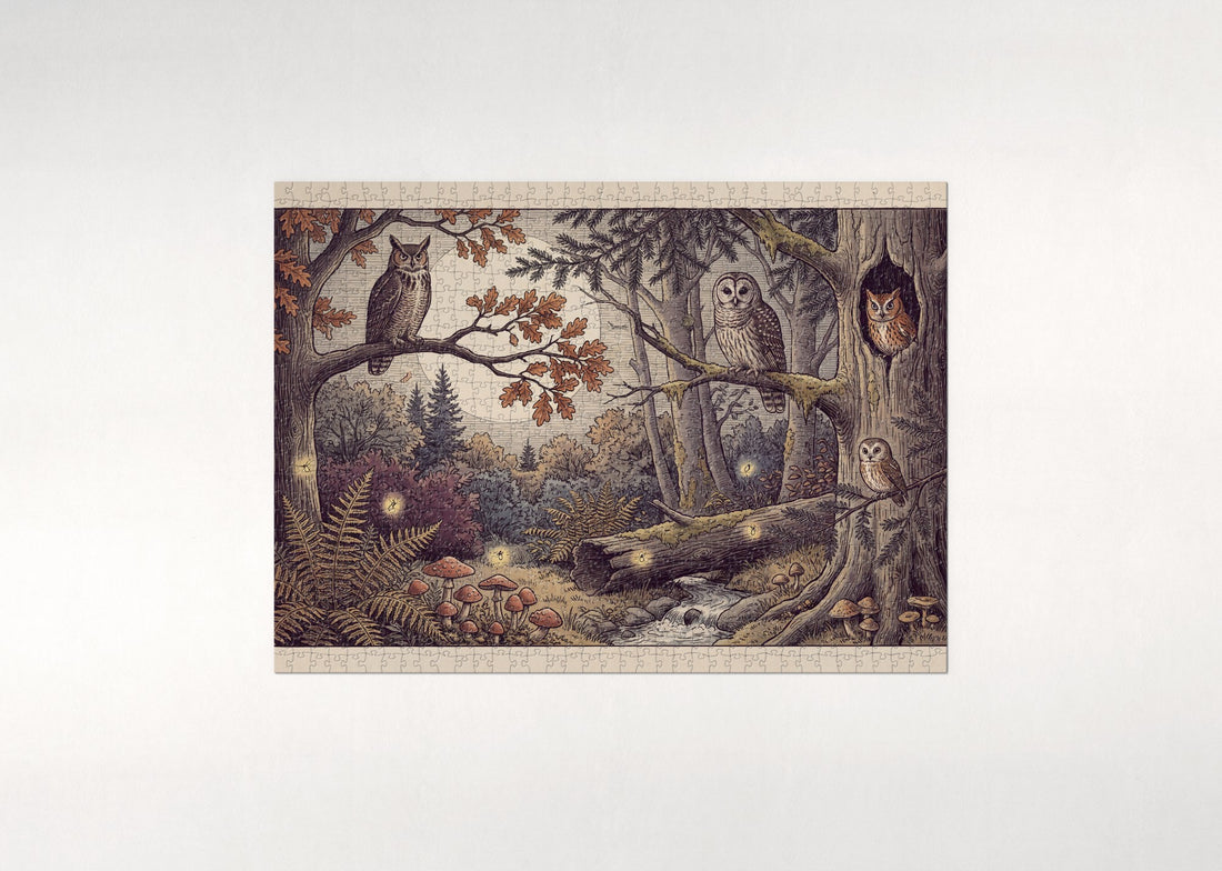 Owls of the Night Forest jigsaw puzzle - gift box