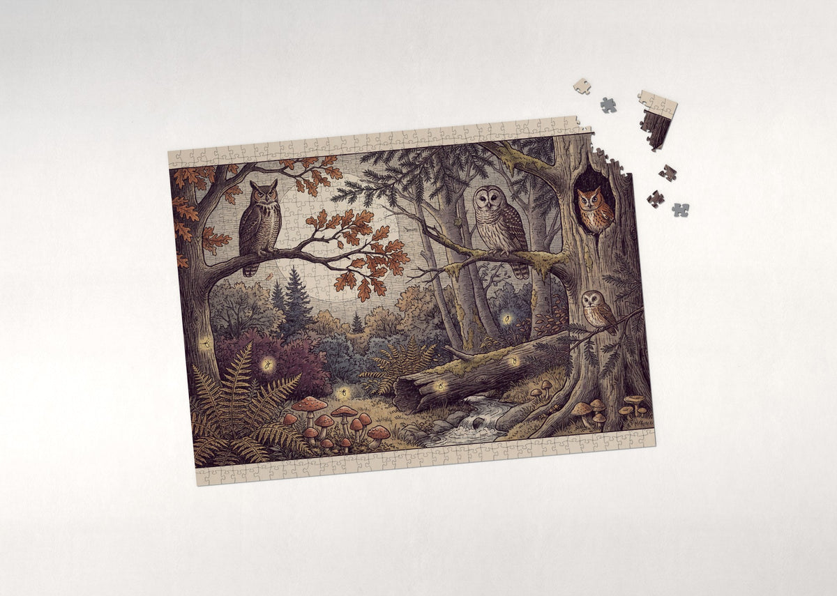 Owls of the Night Forest jigsaw puzzle - puzzle with loose pieces