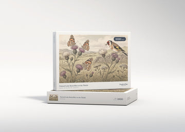 Painted Lady Butterflies on the Thistle jigsaw puzzle - gift box