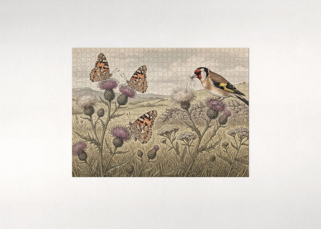 Painted Lady Butterflies on the Thistle jigsaw puzzle - gift box