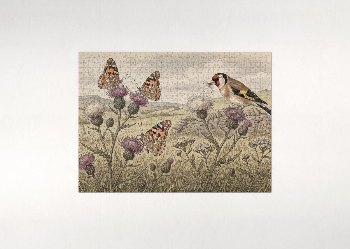 Painted Lady Butterflies on the Thistle jigsaw puzzle - flat puzzle