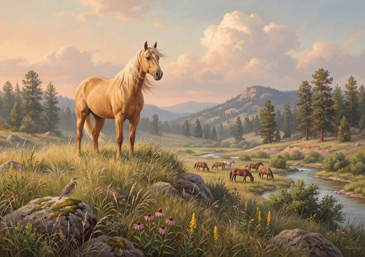 Palomino Stallion in the Golden Grass jigsaw puzzle