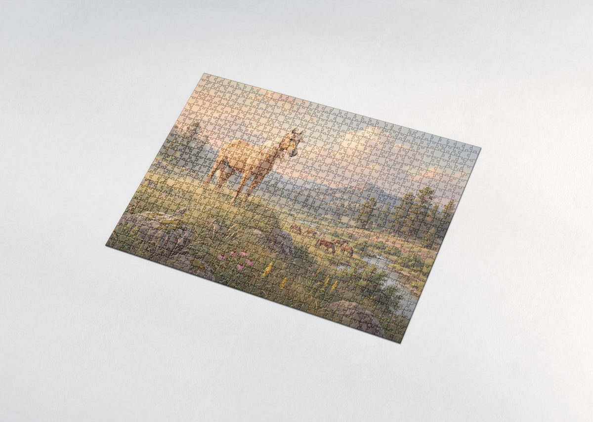 Palomino Stallion in the Golden Grass jigsaw puzzle - assembled puzzle