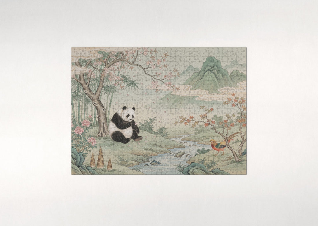Panda Among the Spring Blossoms jigsaw puzzle - gift box