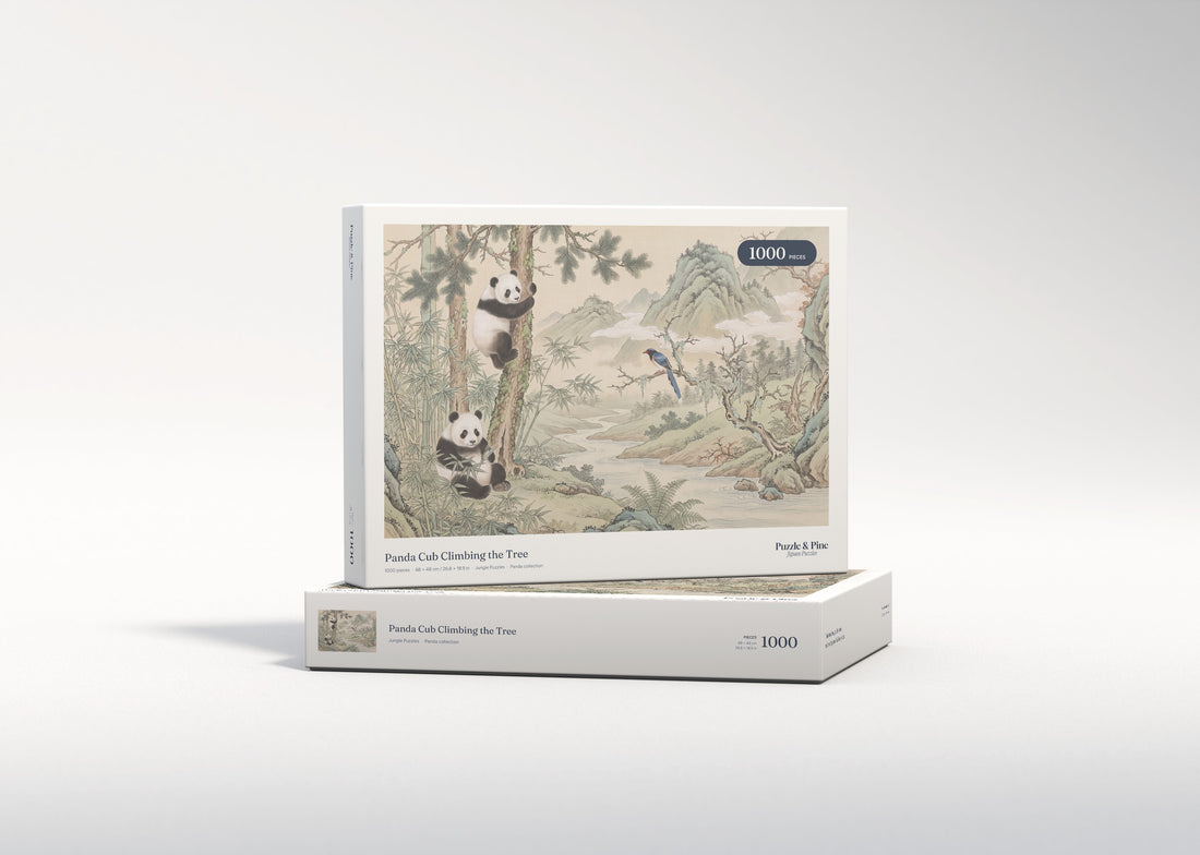 Panda Cub Climbing the Tree jigsaw puzzle - gift box