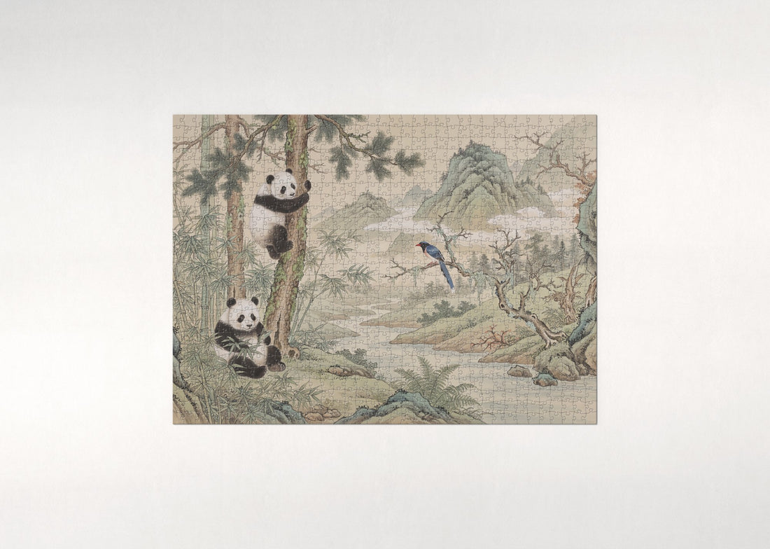 Panda Cub Climbing the Tree jigsaw puzzle - gift box