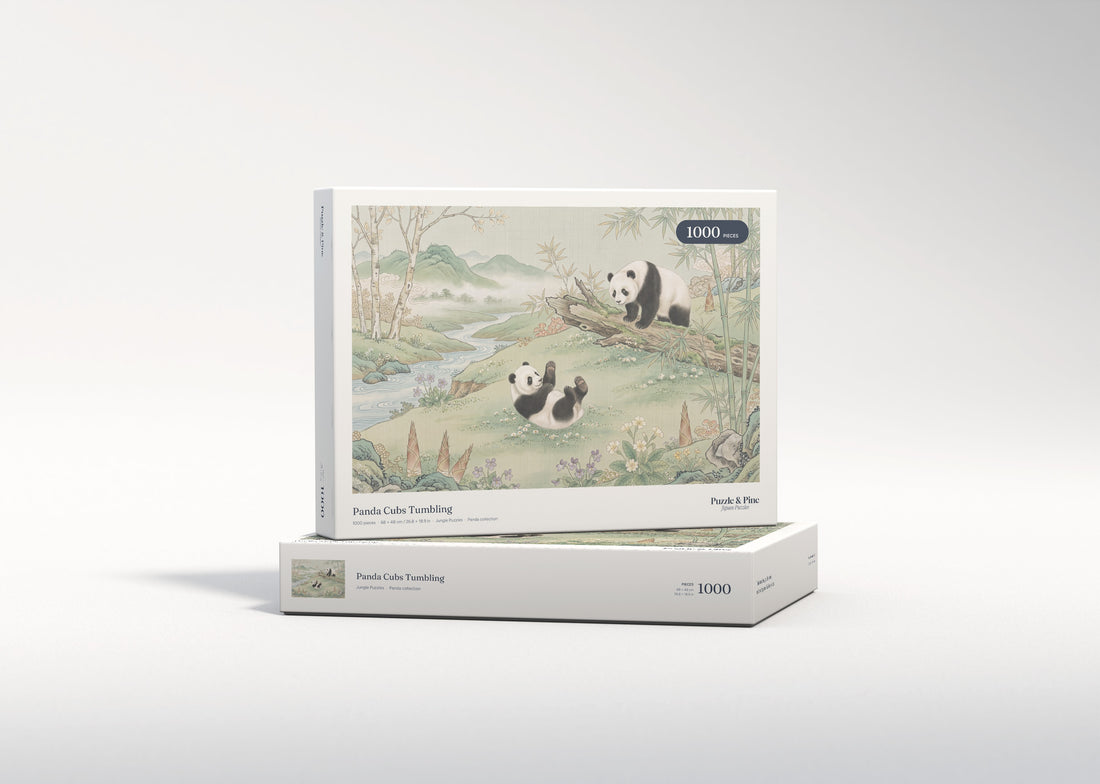 Panda Cubs Tumbling jigsaw puzzle - gift box