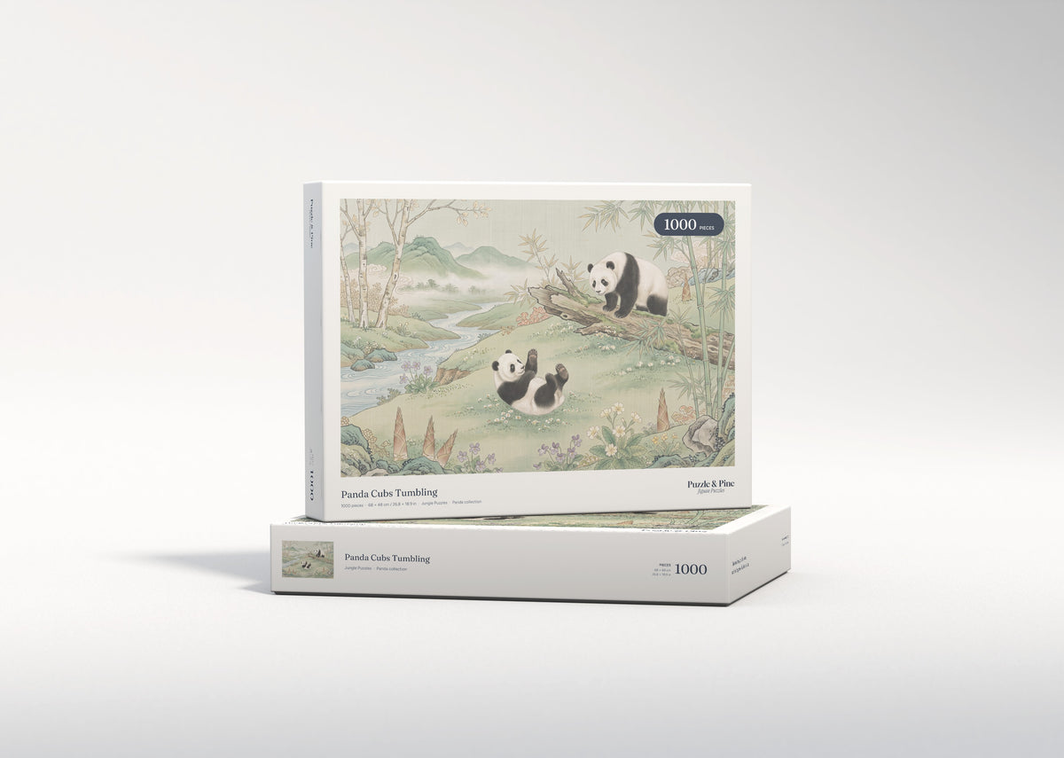 Panda Cubs Tumbling jigsaw puzzle - gift box