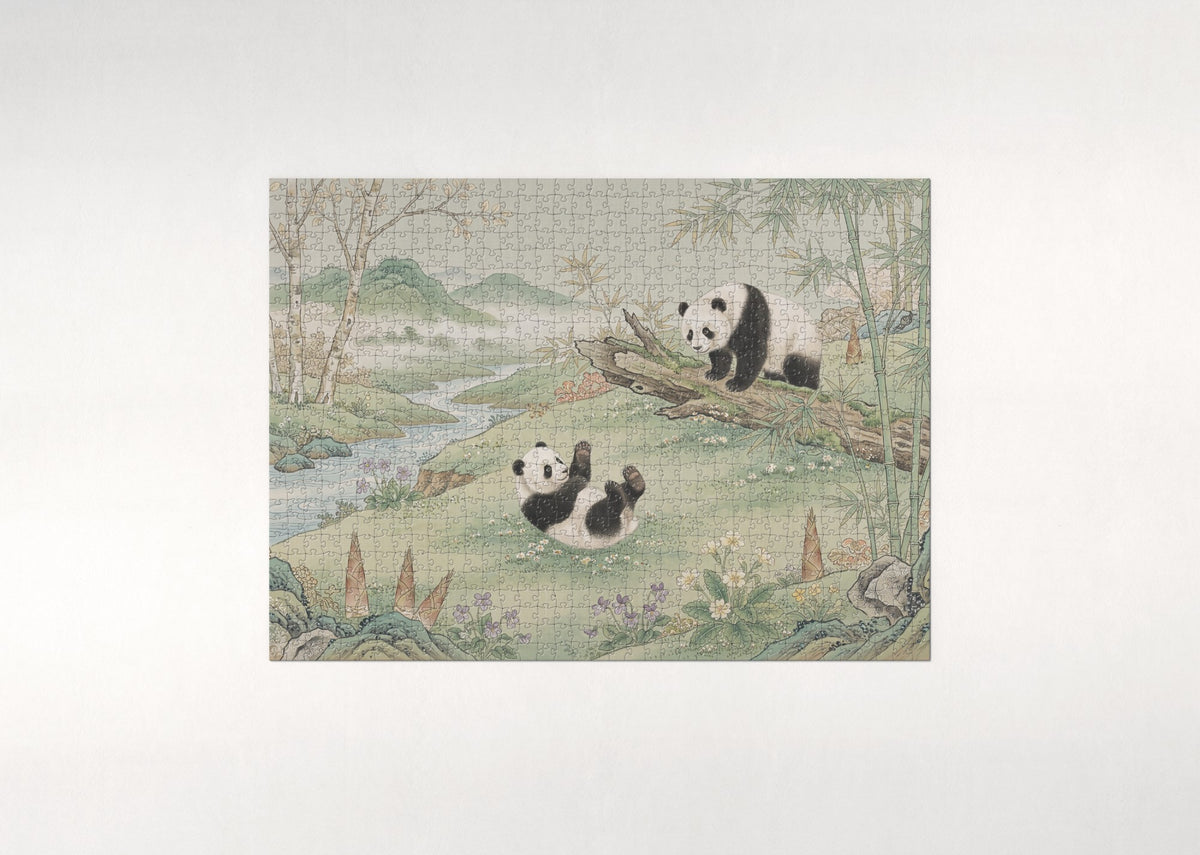 Panda Cubs Tumbling jigsaw puzzle - flat puzzle