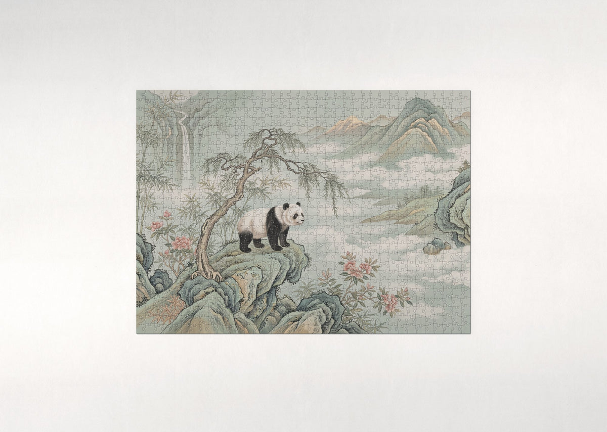 Panda in the Misty Sichuan Mountains jigsaw puzzle - flat puzzle