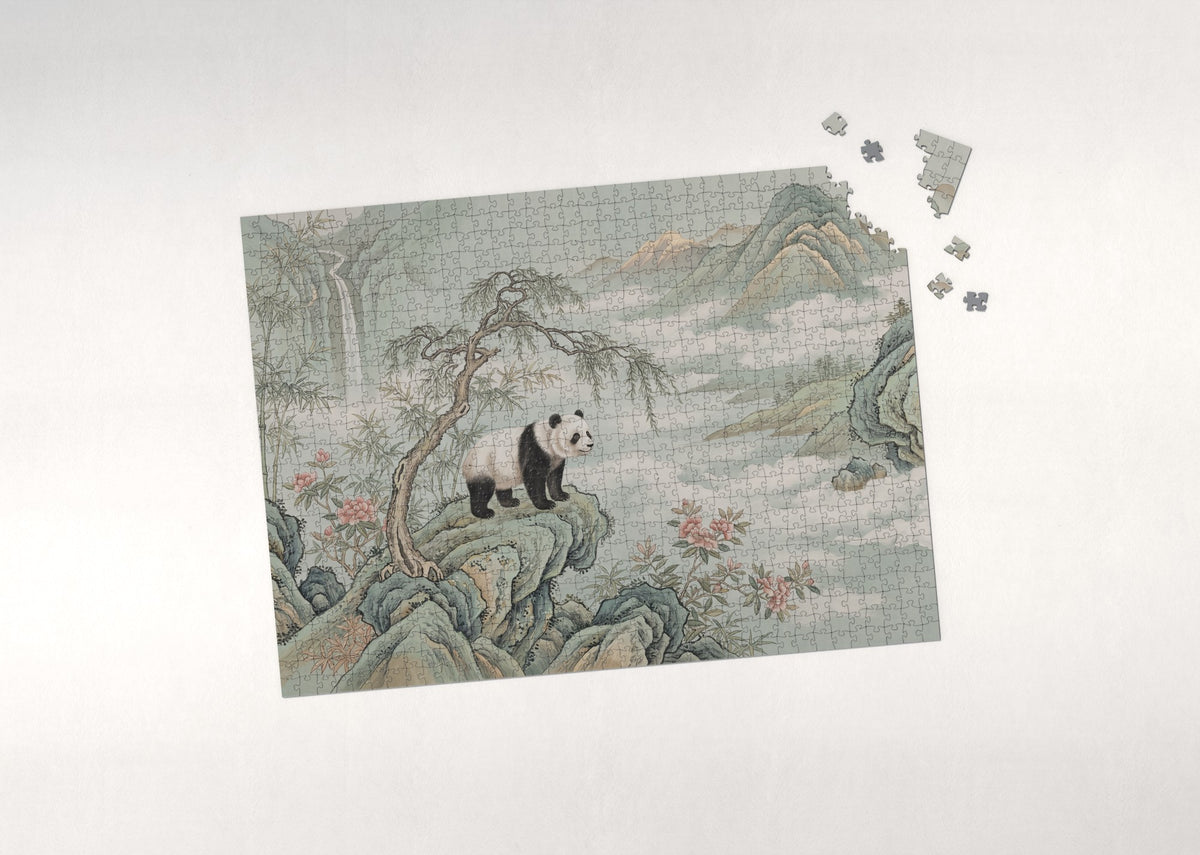 Panda in the Misty Sichuan Mountains jigsaw puzzle - puzzle with loose pieces