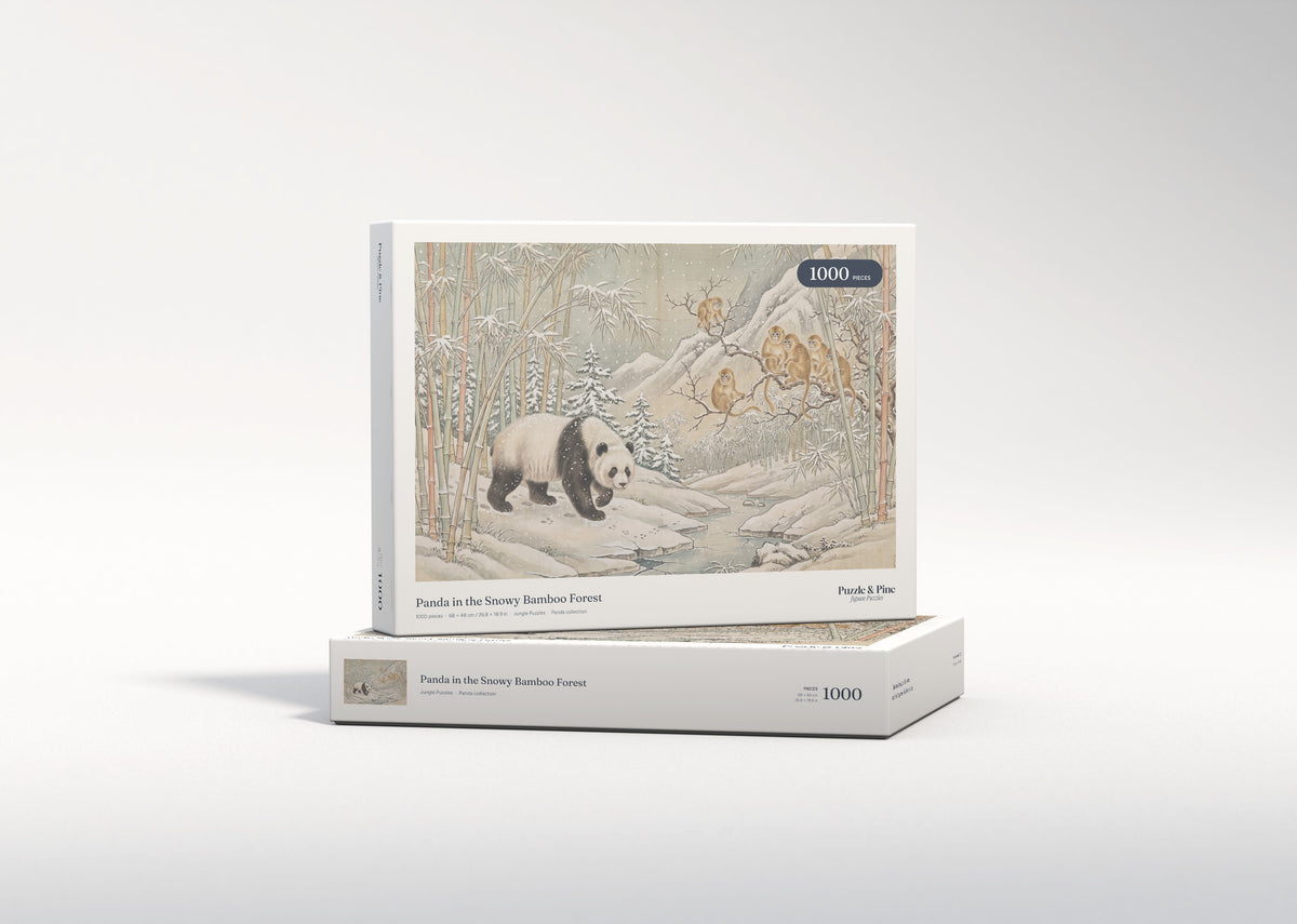 Panda in the Snowy Bamboo Forest jigsaw puzzle - gift box
