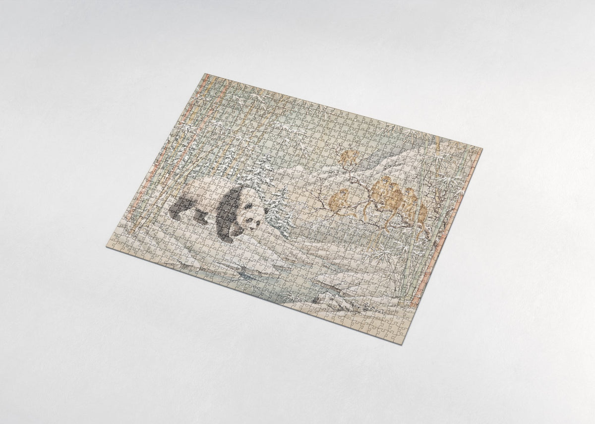 Panda in the Snowy Bamboo Forest jigsaw puzzle - assembled puzzle
