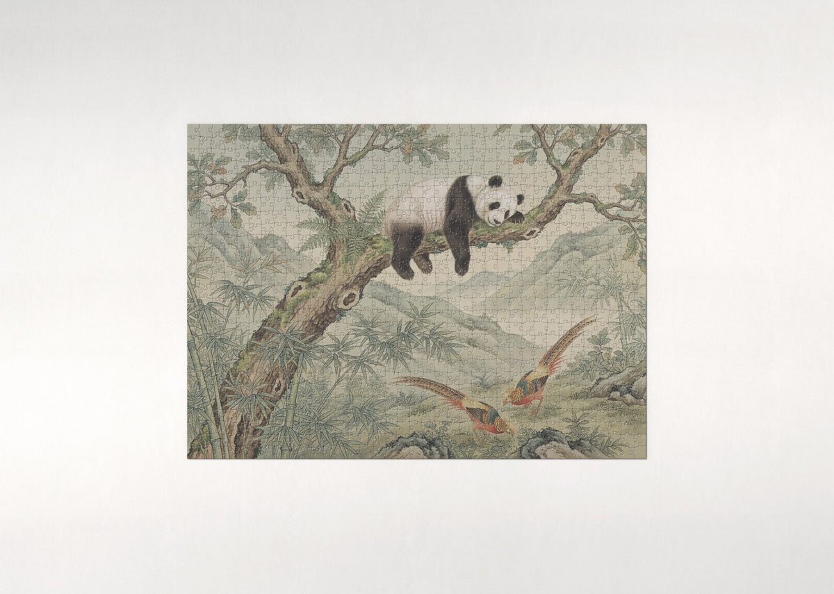 Panda Napping on the Branch jigsaw puzzle - flat puzzle