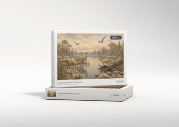 Parasaurolophus Herd at the Lake jigsaw puzzle - gift box