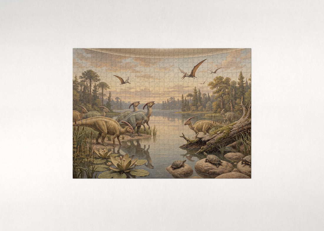 Parasaurolophus Herd at the Lake jigsaw puzzle - gift box