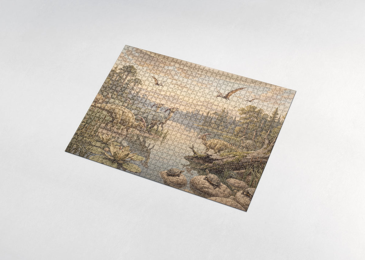 Parasaurolophus Herd at the Lake jigsaw puzzle - assembled puzzle