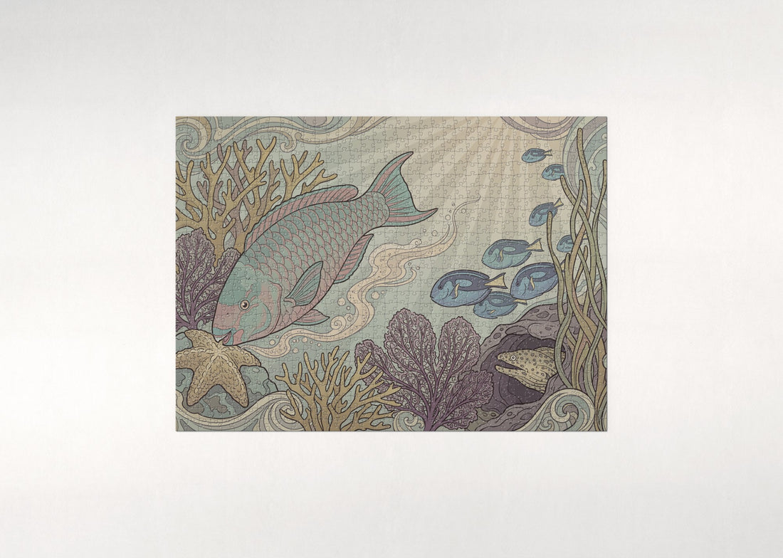 Parrotfish on the Reef jigsaw puzzle - gift box
