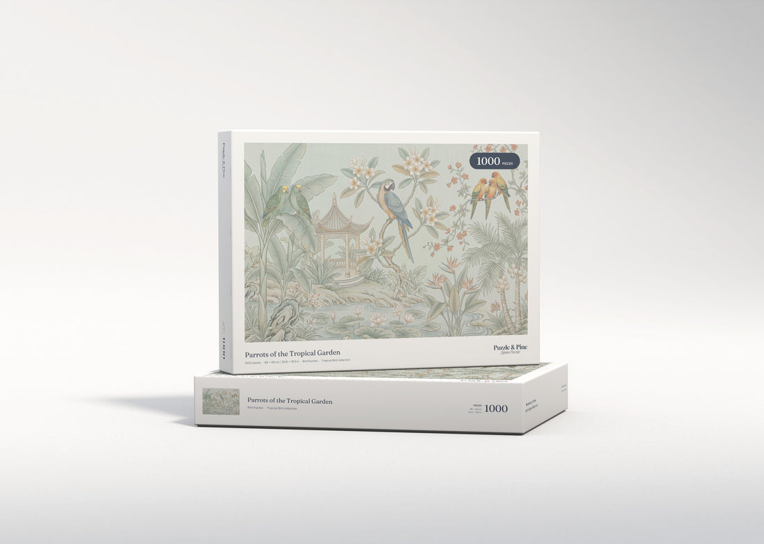 Parrots of the Tropical Garden jigsaw puzzle - gift box