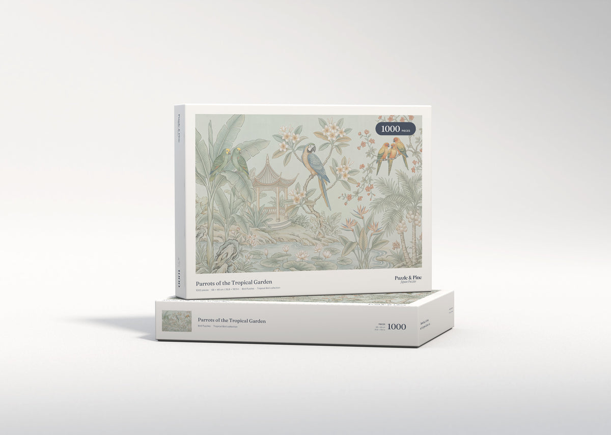 Parrots of the Tropical Garden jigsaw puzzle - gift box