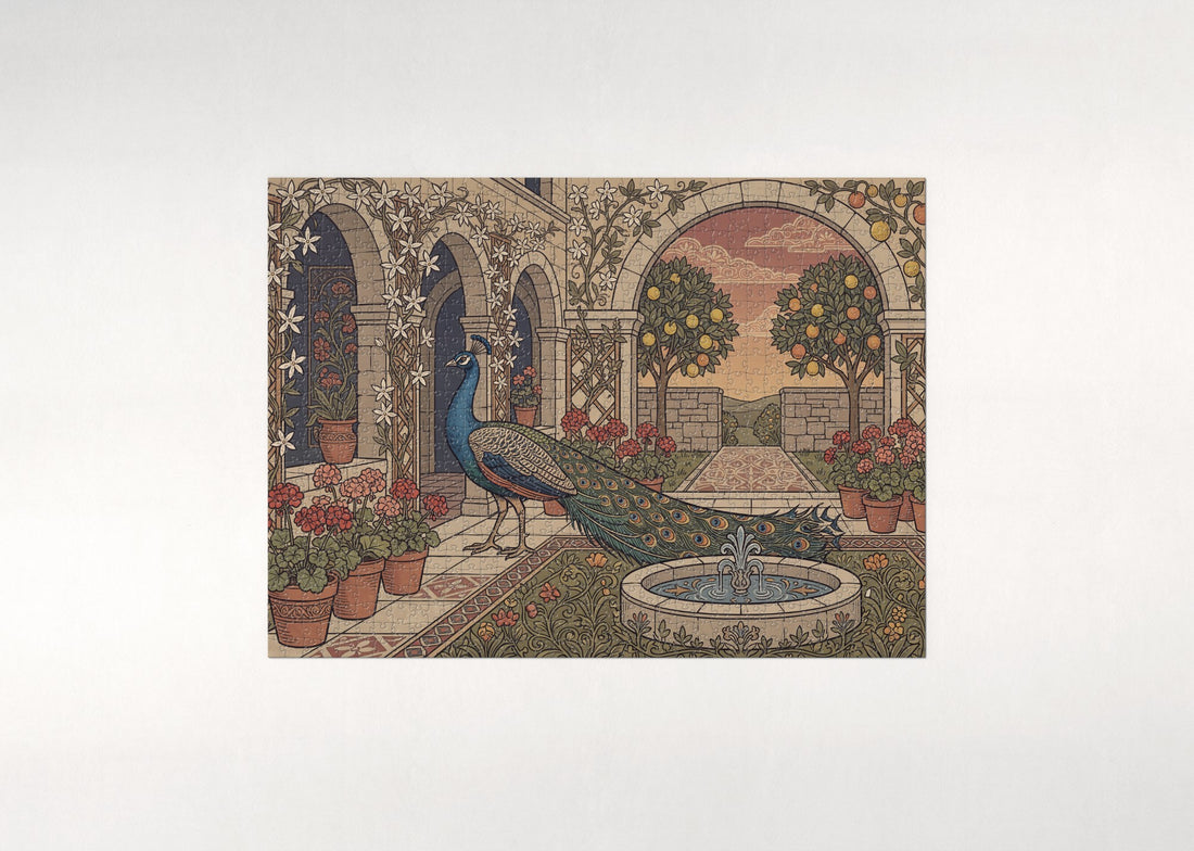 Peacock Among the Jasmine Vines jigsaw puzzle - gift box
