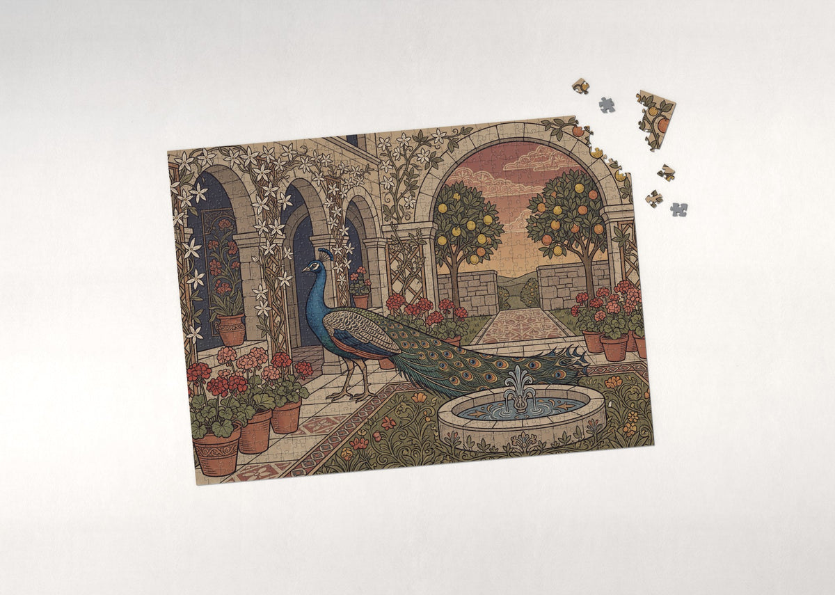 Peacock Among the Jasmine Vines jigsaw puzzle - puzzle with loose pieces