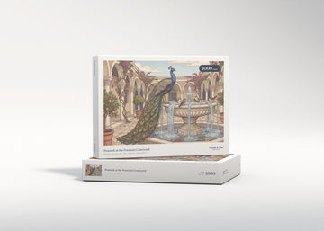 Peacock at the Fountain Courtyard jigsaw puzzle - gift box